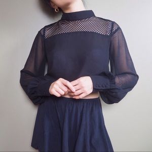 Sexy Mesh Lace Blouse